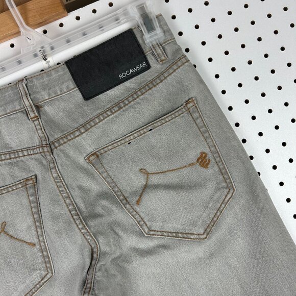 Rocawear‎ Gray Y2K Baggy Jeans 32x32 Stitched Skater Streetwear Honeycomb 90s - Picture 2 of 7